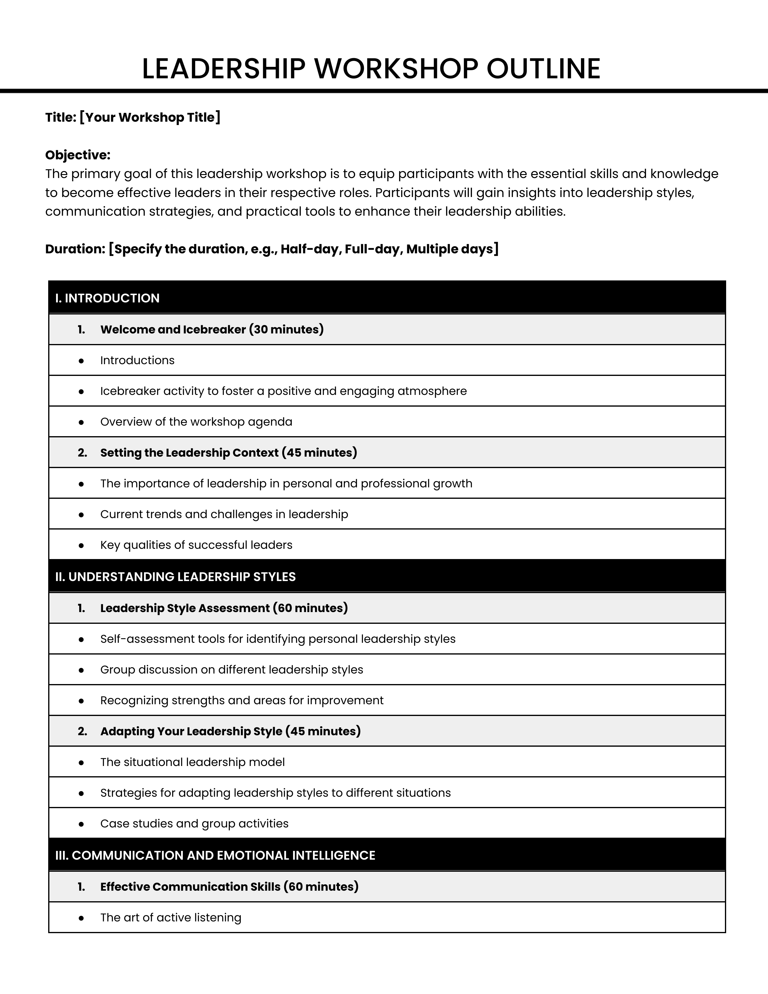Leadership Workshop Outline | Medusa Store