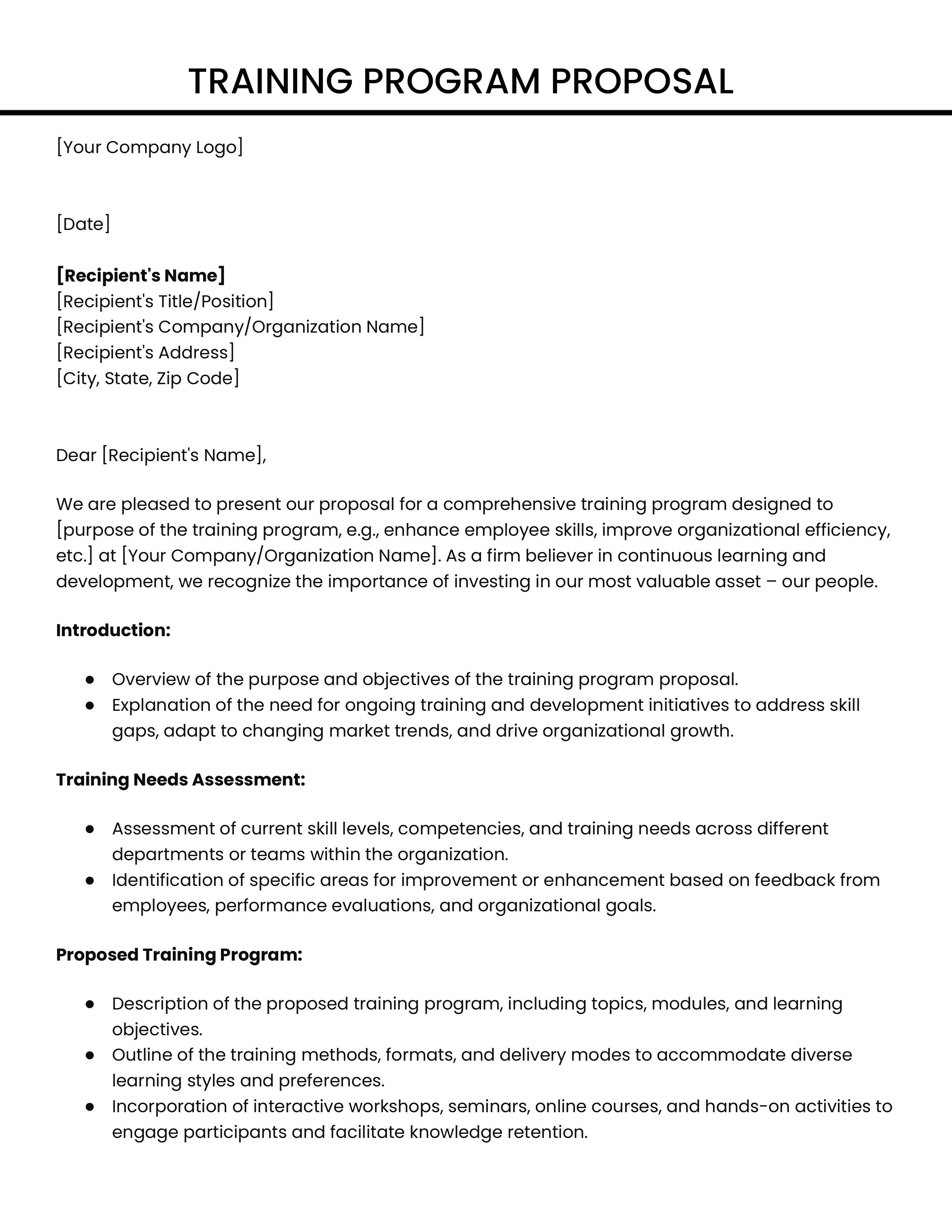 Training Program Proposal | Medusa Store